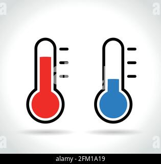 Illustration of cold and hot thermometer icon Stock Vector