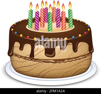 Illustration of chocolate cake on white background Stock Vector