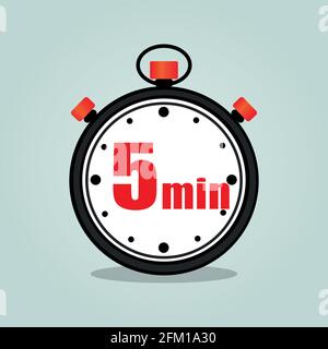 Illustration of five minutes stopwatch isolated icon Stock Vector