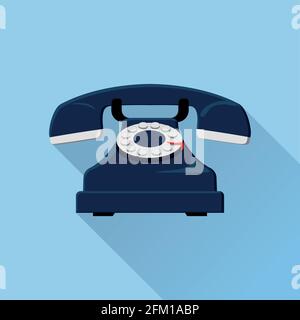 Illustration of vintage phone icon with shadow Stock Vector