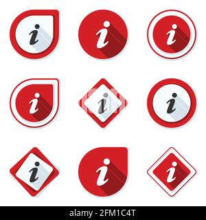 Set of different framed Information button label illustration Stock Vector