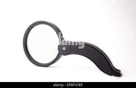 Magnifying glass on white background closeup, isolated Stock Photo