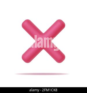 3D Rejection icon, rejected sign. Cross sign for mobile, web and application. Vector Stock Vector