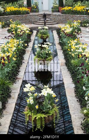 The spring flower show at the sunken garden at Como Conservatory in St. Paul, Minnesota. Stock Photo