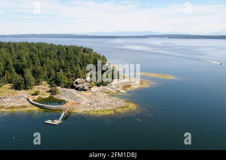 Aerial photo of Yellow Point Lodge, Yellow Point, Vancouver Island, British Columbia, Canada. Stock Photo