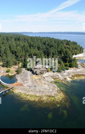 Aerial photograph of Yellow Point Lodge, Yellow Point, Vancouver Island, British Columbia, Canada. Stock Photo