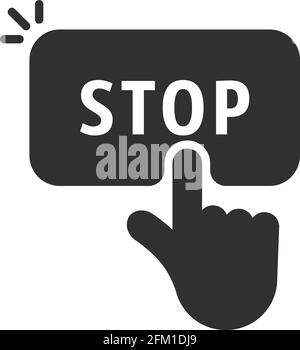 black stop button like finger pushing Stock Vector