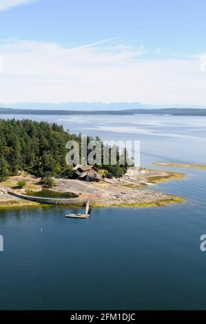 Aerial photo of Yellow Point Lodge, Yellow Point, Vancouver Island, British Columbia, Canada. Stock Photo