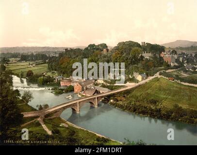 The Dinham Bridge over the River Teme between Dinham and Ludlow in Shropshire circa 1890-1900 Stock Photo