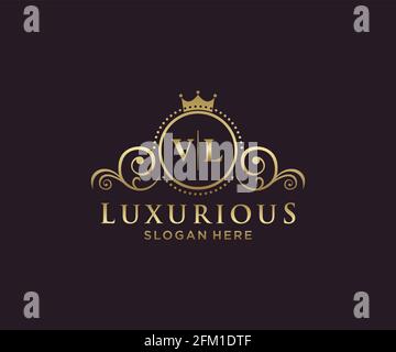 Initial VL Letter Luxurious Brand Logo Template, for Restaurant
