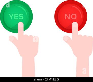 hand pushing on yes and no button Stock Vector