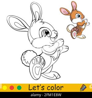 Standing Rabbit Isolated Coloring Page for Kids Stock Vector Image ...