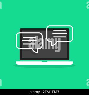 online chatting in cartoon laptop Stock Vector