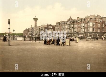 Morecambe Parade and the Warwick revolving tower in Lancashire circa 1890-1900 Stock Photo