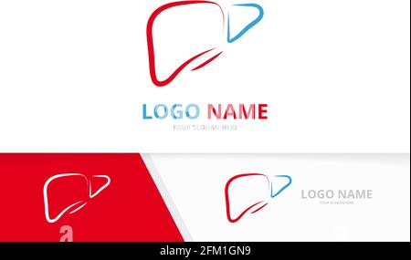 Liver care logo template combination. Unique gastrointestinal clinic logotype design template. Stock Vector