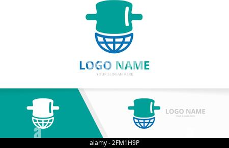Vector spine and earth logo combination. Vertebral column and world logotype design template. Stock Vector