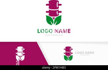 Organic spine logo combination. Unique spinal diagnostic center logotype design template. Stock Vector