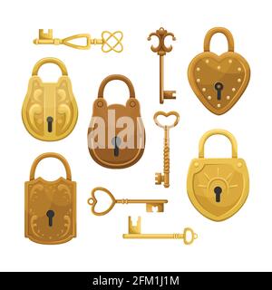 Vector set with retro keys and locks. Stock Vector