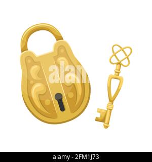 Vector illustration of retro key and lock. Stock Vector
