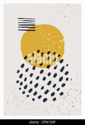 Abstract art minimalist poster. Scandinavian abstract geometric composition for wall decoration. Vector hand-painted illustration Stock Vector