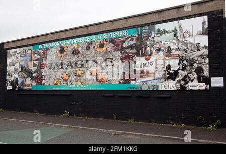 International Wall or Peace Wall on Albert Street, Belfast showing the artwork Stock Photo