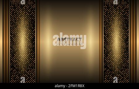 Luxury elegant golden iron background a combination with dots glitters decoration. Vector design template for use element banner, cover, poster, flyer Stock Vector