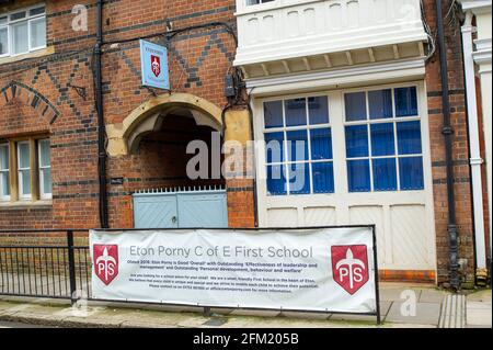 Eton, Windsor, Berkshire, UK. 19th February, 2021. Eton Porny School. Schools may be reopening  to all pupils in England from 8th March 2021. Eton was quiet today as many people continue to work from home and stay indoors during the the third Covid-19 Coronavirus lockdown. Boris Johnson is due to announce on Monday 22 February a path out of the Covid-19 lockdown. Credit: Maureen McLean/Alamy Stock Photo