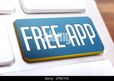 Free App Written On Keyboard Button Stock Photo