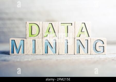 Data Mining Written On Wooden Blocks On A Board Stock Photo