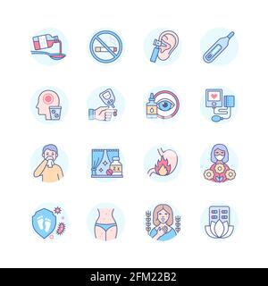 Medication - modern line design style icons set Stock Vector