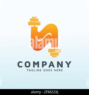Letter N fitness logo vector design template Stock Vector