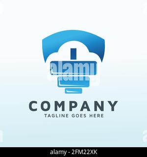 cloud based cuber security fitness logo vector design template Stock Vector