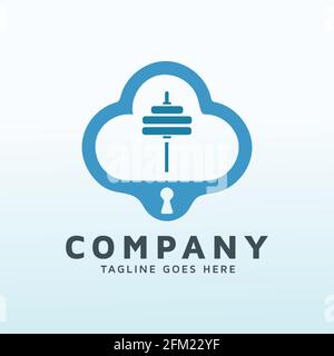 cloud based cyber security fitness logo vector design template Stock Vector