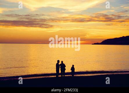 Sunset in the beach. Almuñecar, Granada province, Andalucia, Spain. Stock Photo