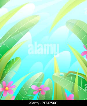 Summer Nature Grass and Leaves Background Stock Vector