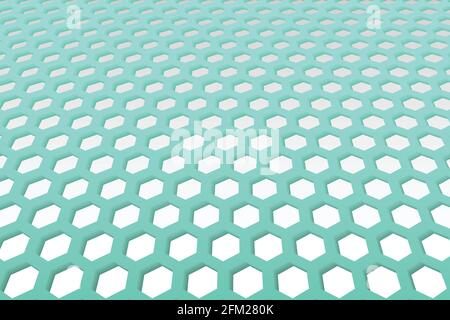 Hexagonal grid in perspective angle view. Abstract vector geometric background. Suitable for cards, flyers, web banners. Stock Vector