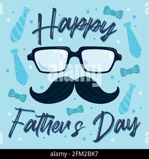 Glasses and mustache on Father day poster Stock Vector