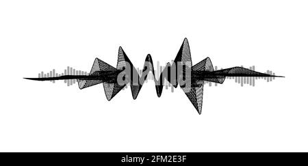 Black and white equalizer. Voice assistant concept. Modern sound wave element isolated on white background. Microphone voice control technology, voice Stock Vector