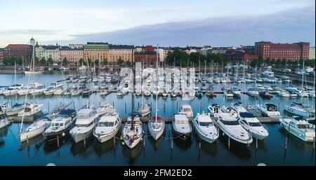 Helsinki boats at a harbour sunrise 01 Stock Photo