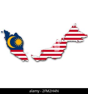 Malaysia map on white background with clipping path 3d illustration Stock Photo