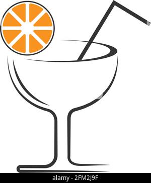 Cocktail drink icon logo design vector template illustration Stock Vector