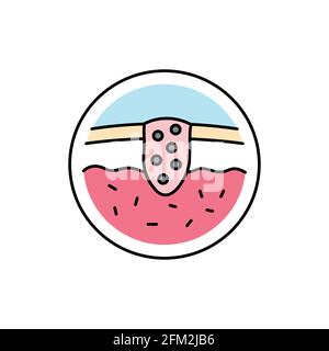 Skin cancer color line icon. Dermatology disease. Isolated vector element. Outline pictogram for web page, mobile app, promo Stock Vector