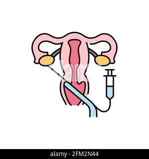 Transvaginal oocyte retrieval olor line icon. Pregnancy. Pictogram for web page, mobile app, promo. UI UX GUI design element. Editable stroke. Stock Vector