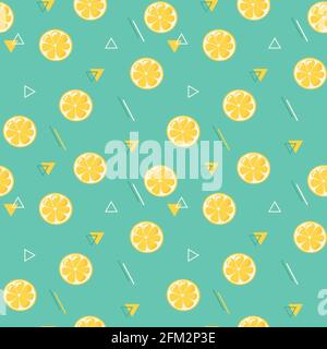Juicy tropical lemon background vector illustration. Fresh citrus yellow repeated ornamet for packaging design healthy food, summer wrapping paper, wallpaper Stock Vector