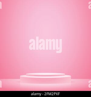 Big red studio, podium with lighting - Vector illustration Stock Vector