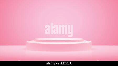 Big red studio, podium with lighting - Vector illustration Stock Vector