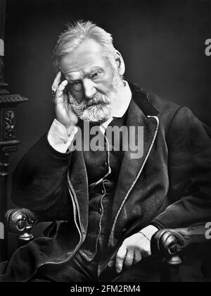 Victor Hugo (1802–1885) was a French poet, novelist, and dramatist of the Romantic movement. His works include the novels Les Misérables and The Hunchback of Notre-Dame. Stock Photo