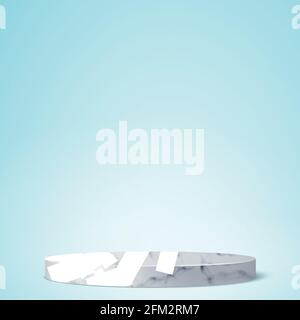 Blue studio background, with a round marble podium - Vector illustration Stock Vector