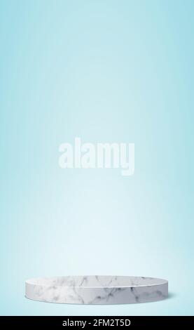 Blue studio background, with a round marble podium - Vector illustration Stock Vector