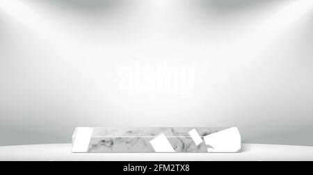 White - gray background studio, with rectangular marble podium - Vector illustration Stock Vector